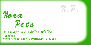 nora pets business card